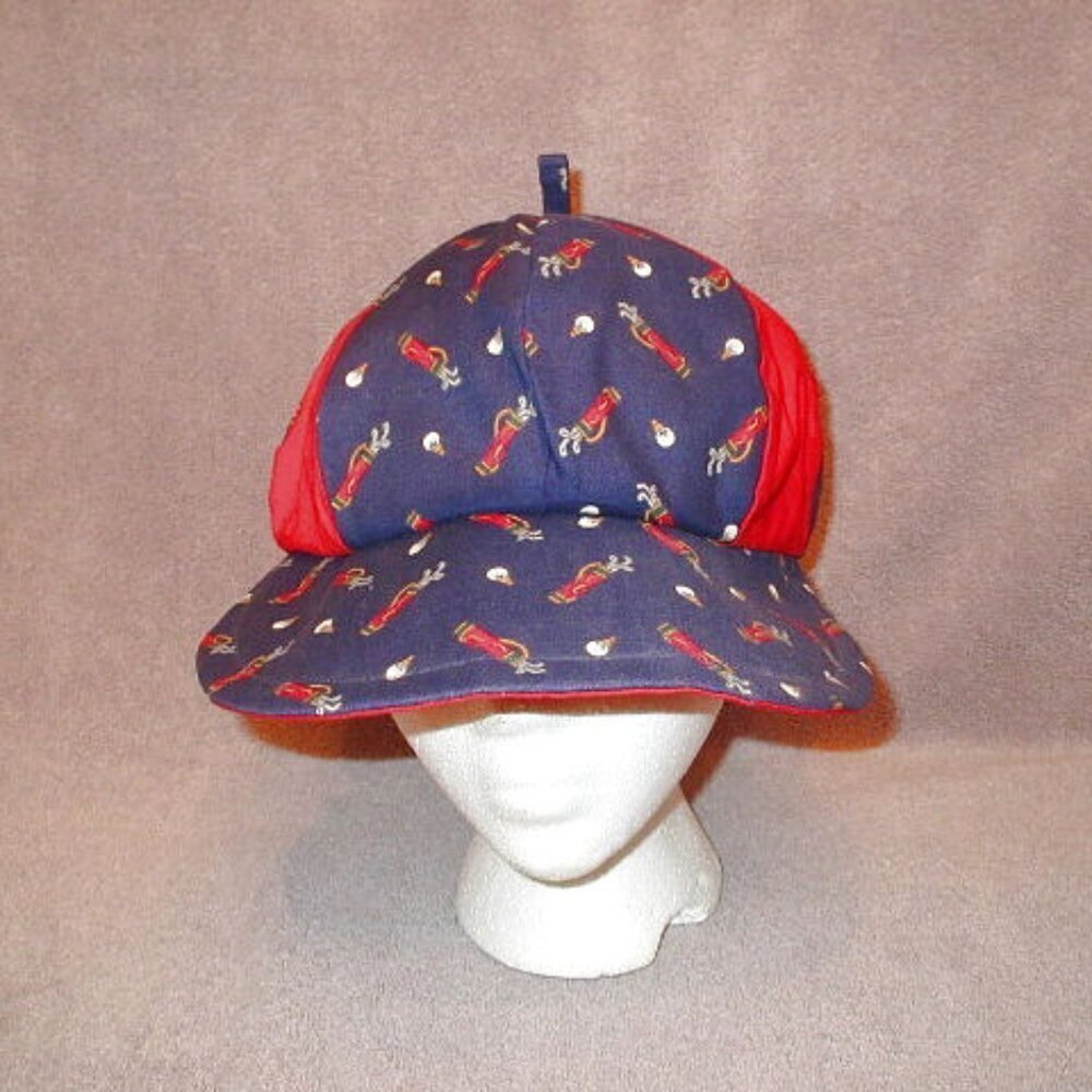 Vtg 60s Newsboy Cap Golf Hat Clubs & Balls Snapback Cabbie Gatsby Retro MCM